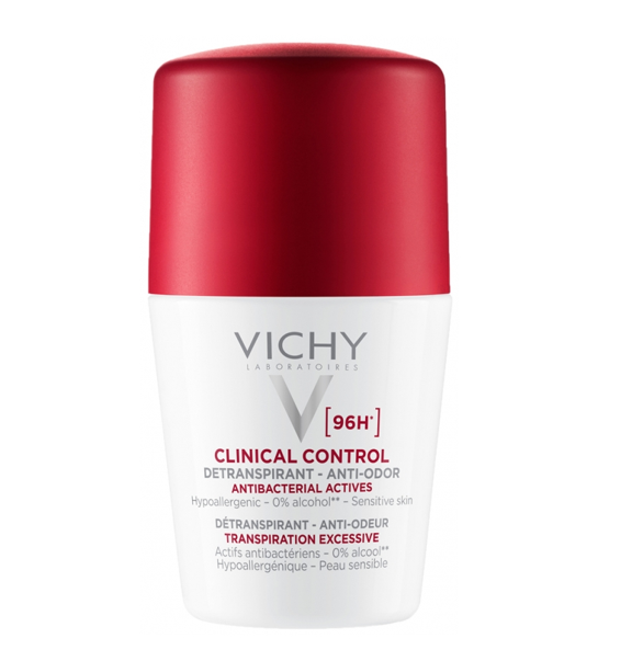 Vichy 96H Clinical Control Deodorant Antiperspirant Anti-Odor Roll-On 50ml for excessive perspiration