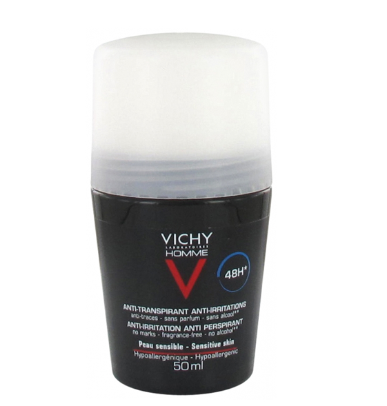 Vichy Homme 48H Anti-Perspirant Anti-Irritation Roll-On Deodorant 50ml for sensitive skin