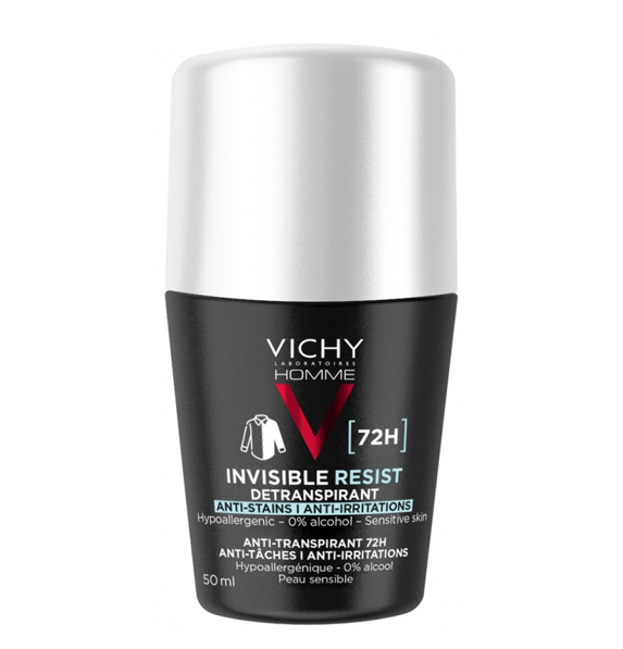 Vichy Homme Invisible Resist 72H Roll-On Antiperspirant Deodorant 50ml for men